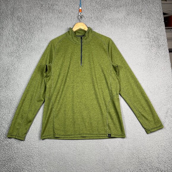 Prana Sweatshirt Mens Size Large Green 1/4 Zip pullover Lightweight Performance - Picture 1 of 11